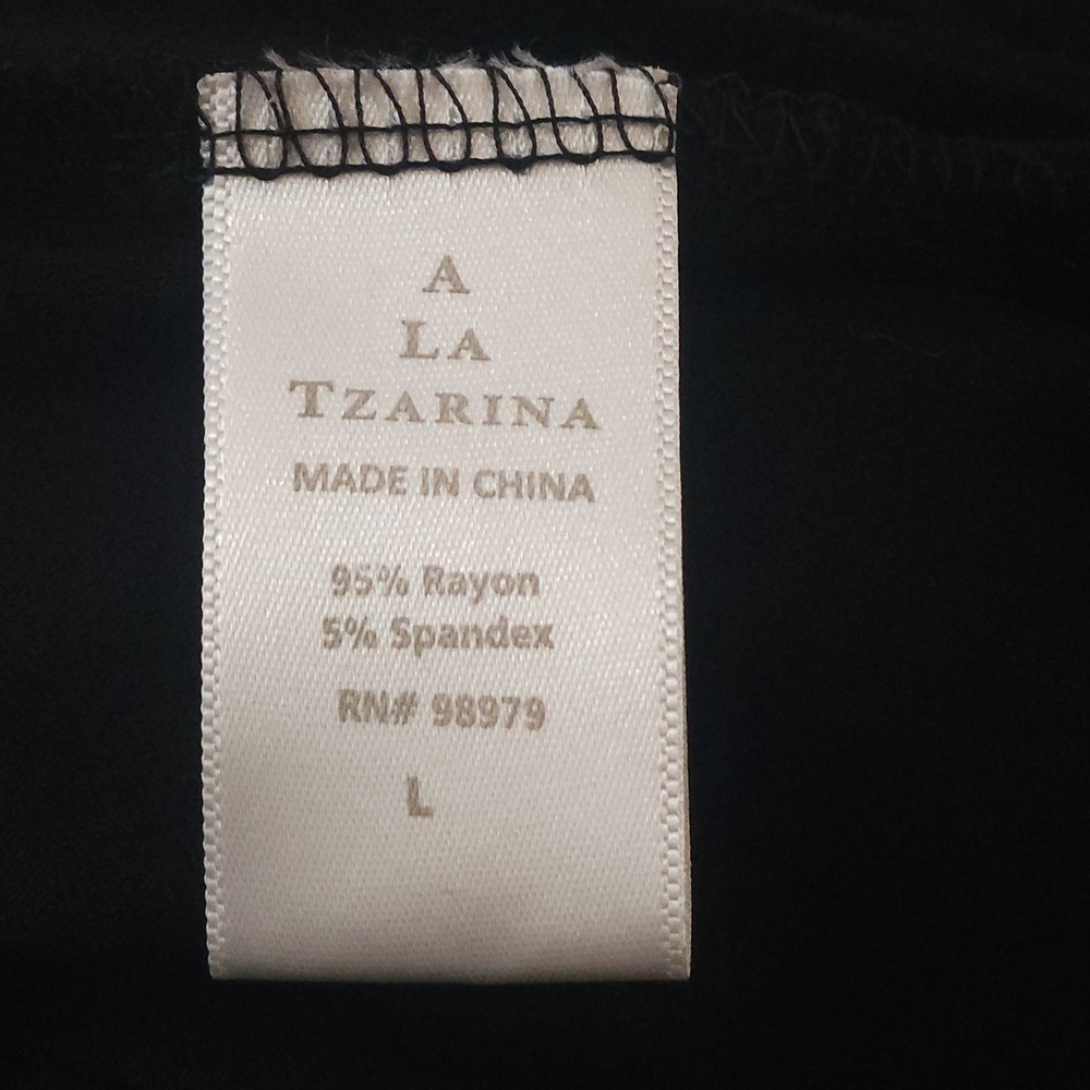 A La Tzarina Black V-Neck Drop Waist Tunic Dress Large Minimalist Lagenlook NWT - Picture 9 of 11
